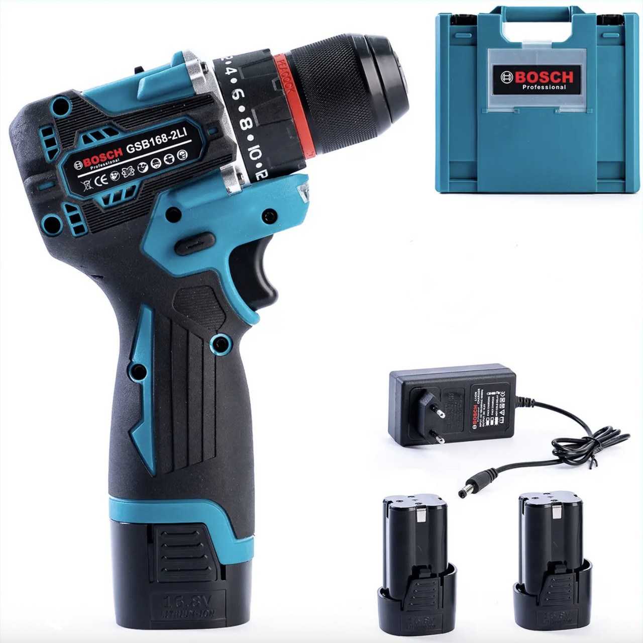 Акумуляторний безщітковий шуруповерт GSB168-2li (16,8 V 3 Ah) Компактний дриль-шуруповерт Бош, фото 1