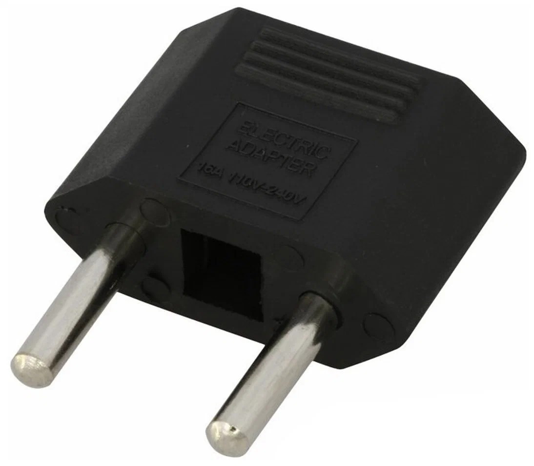 Перехідник мережевий універсальний плоский Тком із вилок США Китай на євро розетку чорний, фото 1