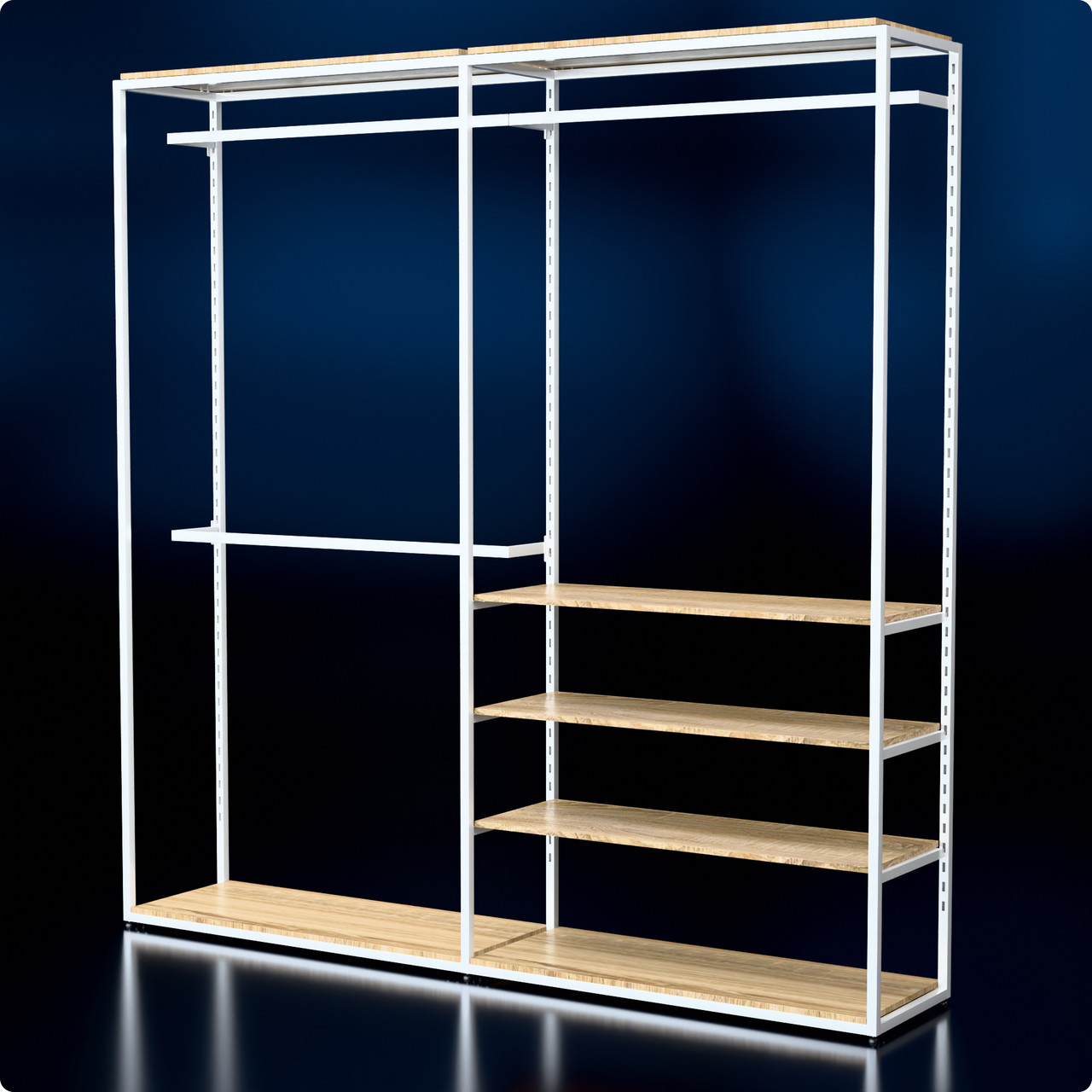Стійка "PENELOPE ODISSEY" 2400х2430х480мм. Рейл вішало для одягу, стелаж поличний з вішалками та полицями, фото 1