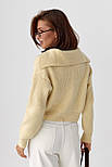 Джемпер у рубчик з відкладним коміром — кремовий колір, ONE SIZE (є розміри), фото 2