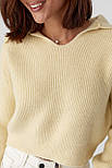Джемпер у рубчик з відкладним коміром — кремовий колір, ONE SIZE (є розміри), фото 4
