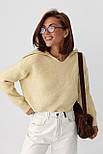 Джемпер у рубчик з відкладним коміром — кремовий колір, ONE SIZE (є розміри), фото 5