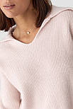 Джемпер у рубчик з відкладним коміром — пудра-колір, ONE SIZE (є розміри), фото 4