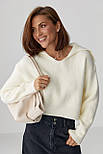 Джемпер у рубчик з відкладним коміром — молочний колір, ONE SIZE (є розміри), фото 5