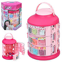 Набір для бісероплетіння, ящик з дзеркалом, намистини, підвіски, нитки, пінцет, застібки, 3 яруси (KSY935)