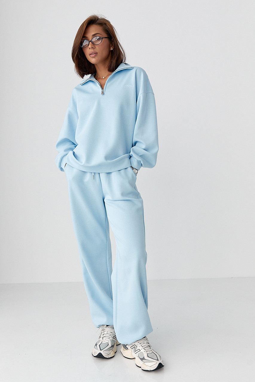 Однотонний спортивний костюм із написом — блакитний колір, ONE SIZE (є розміри), фото 1