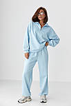Однотонний спортивний костюм із написом — блакитний колір, ONE SIZE (є розміри), фото 5