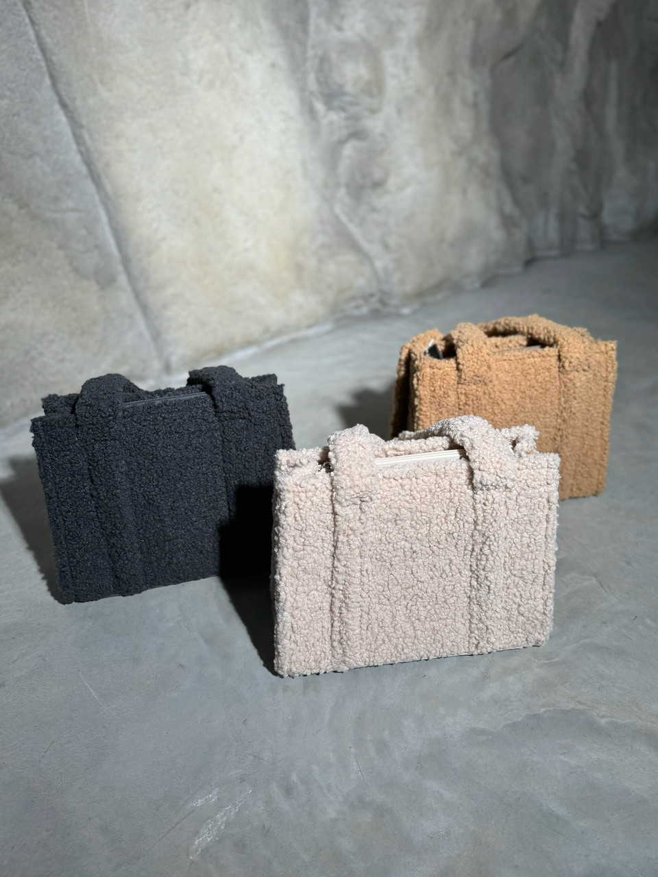 Сумка жіноча шопер 25,5*32 см на блискавці хутро Тедді Nata, фото 1