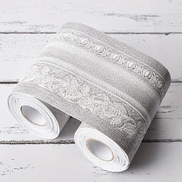 Декоративна самоклеюча стрічка для стін 500х10 см стійка до вигоряння, подряпин і вологи сіра, фото 1