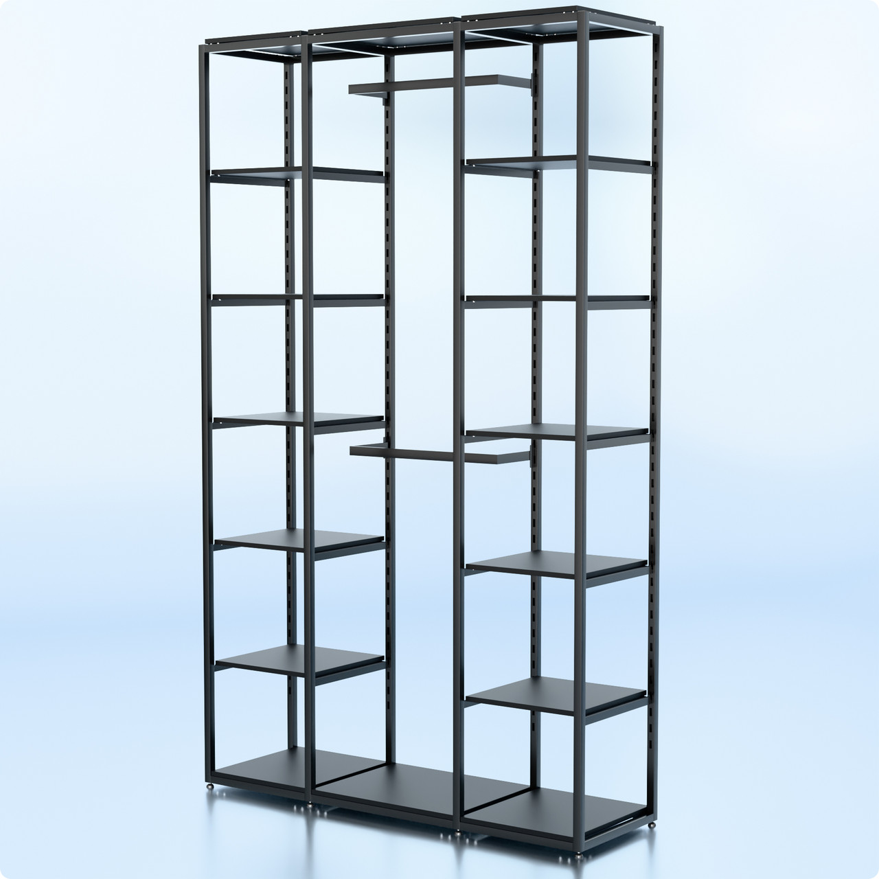 Стійка "PENELOPE ODISSEY" 2400х1530х480мм. Рейл вішало для одягу, стелаж поличний з вішалками та полицями, фото 1