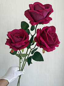 Штучна оксамитова троянда ( малинова, 50 см)