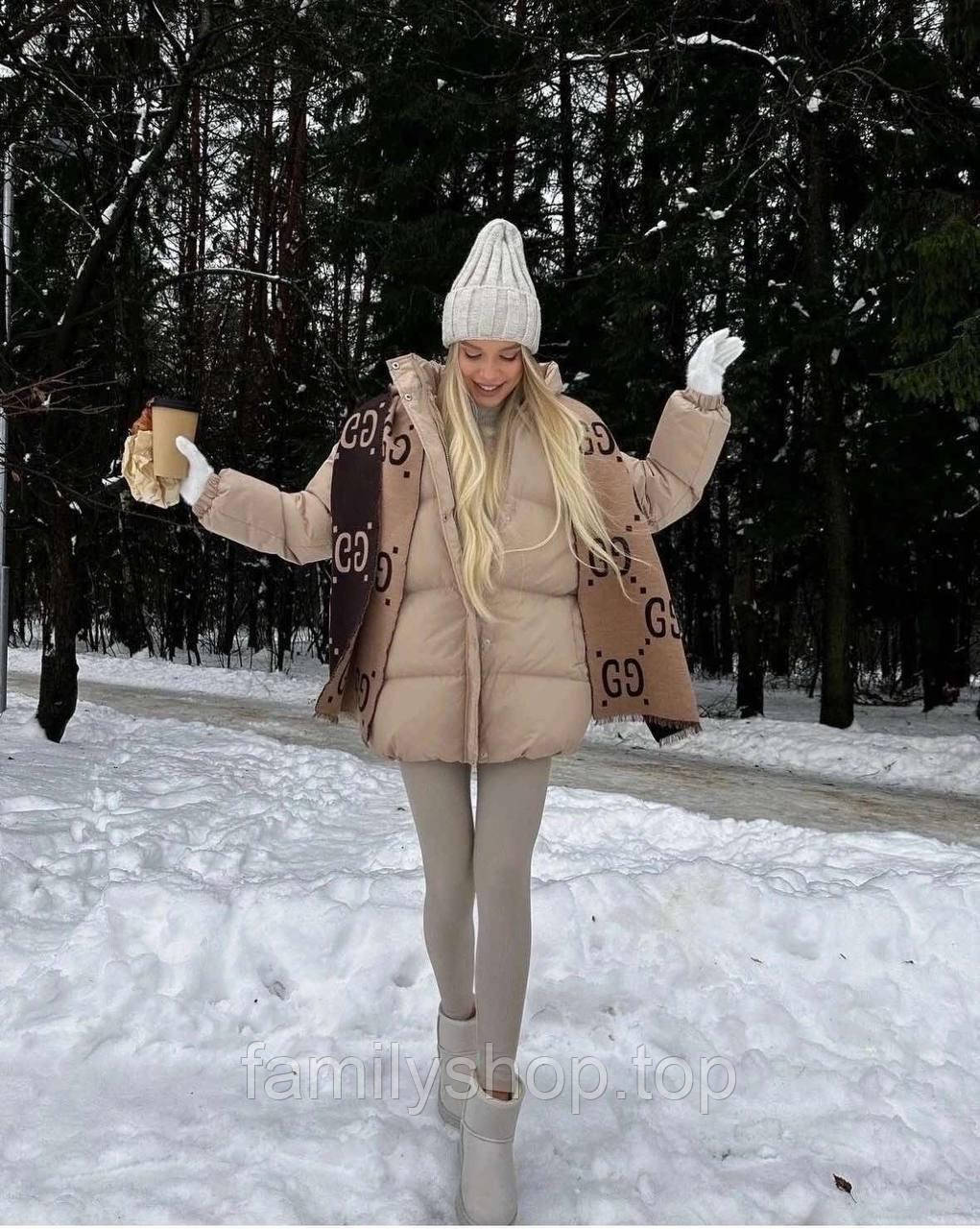 Тепла жіноча стьобана дута куртка з капюшоном синтепон 250 осінь-зима, фото 1