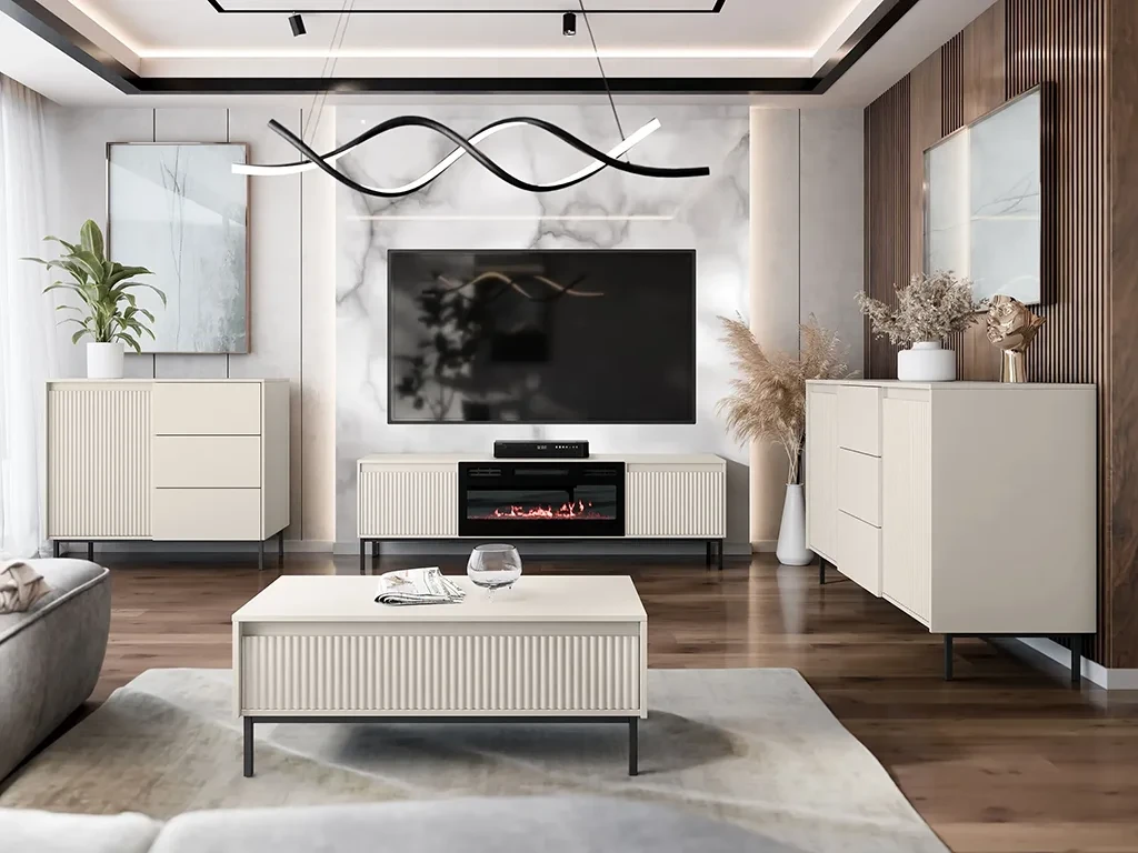 Комплект меблів для вітальні Samker III, кашемір/чорний, фото 1