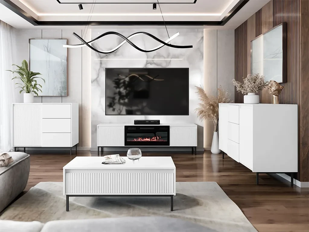 Комплект меблів для вітальні Samker III, білий/чорний, фото 1