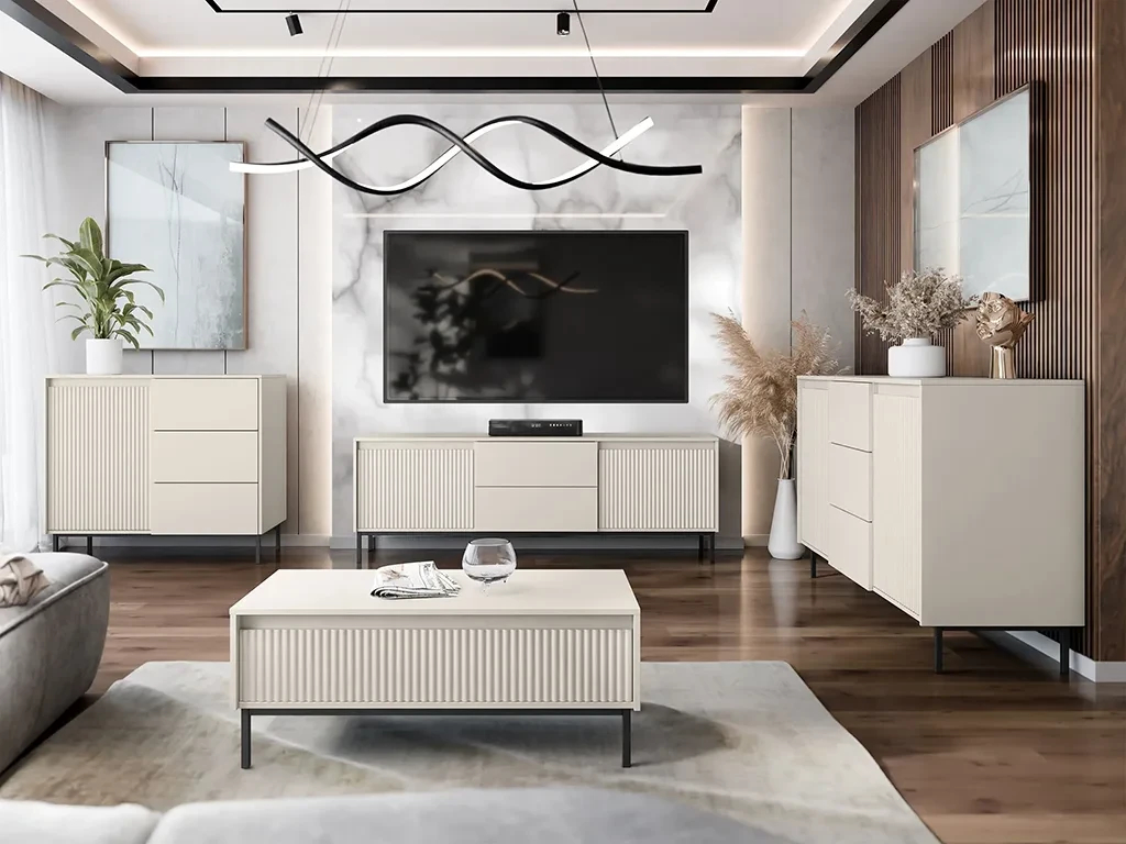 Комплект меблів для вітальні Samker I, кашемір/чорний, фото 1