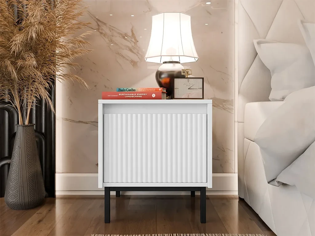 Приліжкова тумба Samker 1SZ, білий/чорний, фото 1