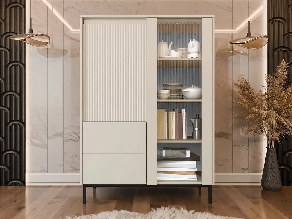 Вітрина Samker 2D2S, кашемір/чорний, фото 1