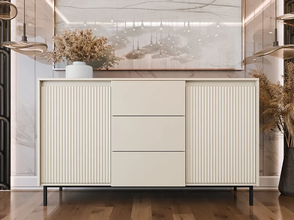 Широкий комод Samker 2D3SZ, кашемір/чорний, фото 1