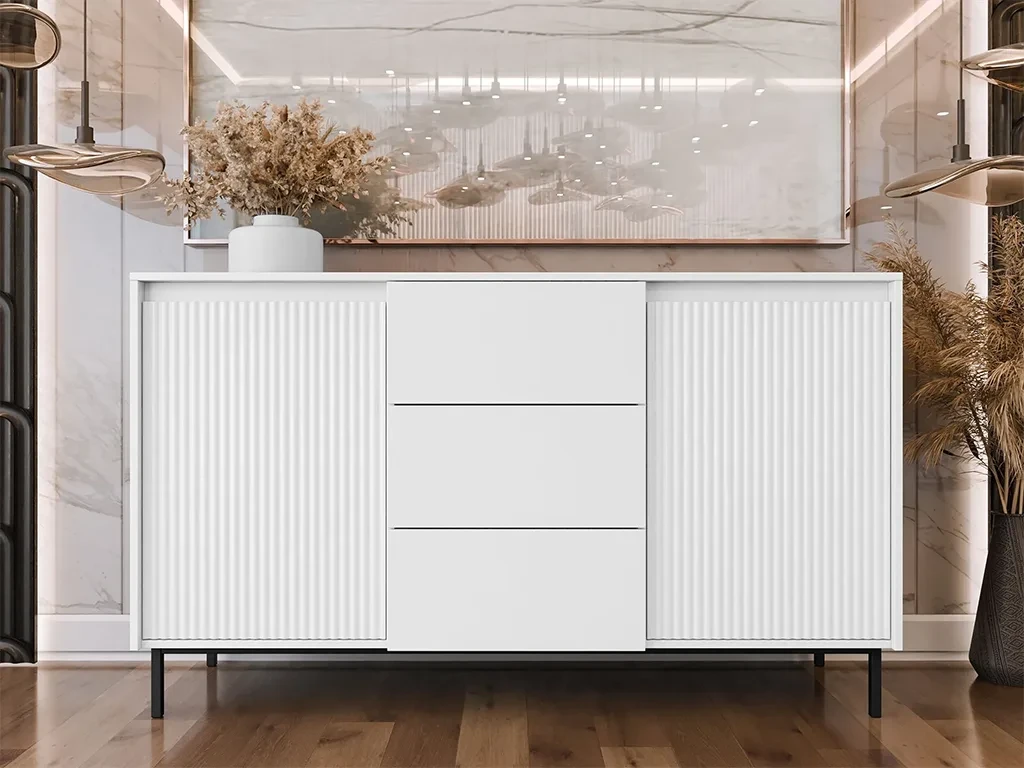 Широкий комод Samker 2D3SZ, білий/чорний, фото 1