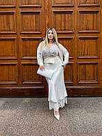 Легкая нежная женская юбка макси с кружевом (р.48-58) в двух цветах