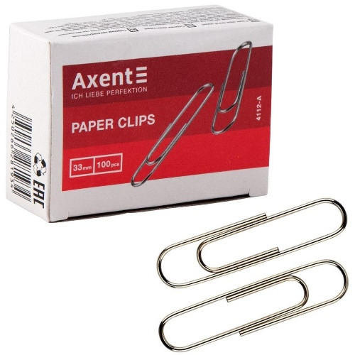 Скріпки канцелярські оцинковані 25мм 100шт Axent Delta D4112, фото 1