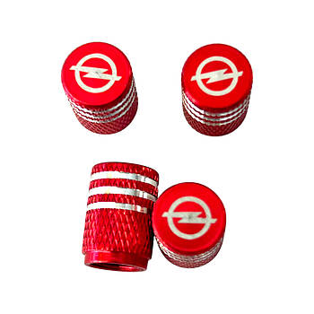 Металеві ковпачки на ніпель з логотипом Opel червоний