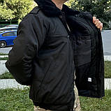 Бушлат для охоронця зимовий чорний з резинкою. Якісний теплий бушлат для охорони, фото 2