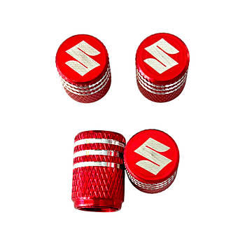 Металеві ковпачки на ніпель з логотипом Suzuki червоний