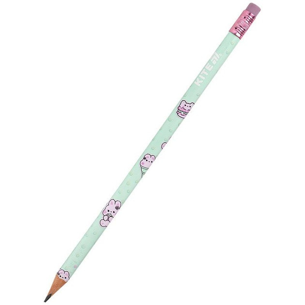 Олівець чорнографітний Kite Feel Good з гумкою тригранний НВ К25-046-2, фото 1