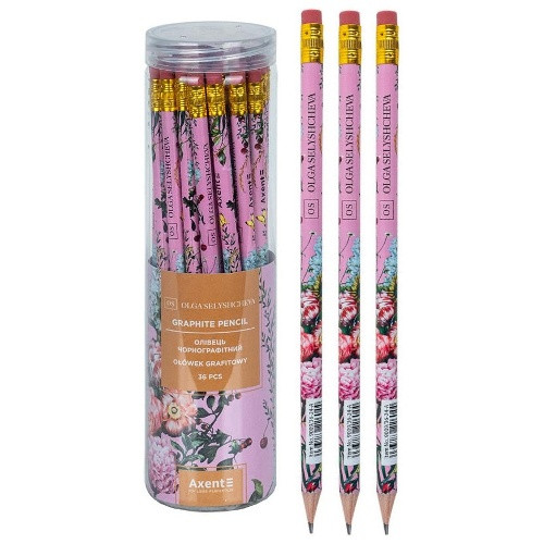 Олівець чорнографітний Axent Summer з гумкою НВ 9009/36-24-А, фото 1