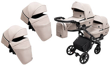 Коляска 2 в 1 для двійні Bair Kiwi DUO ECO BKD-33-1 капучино