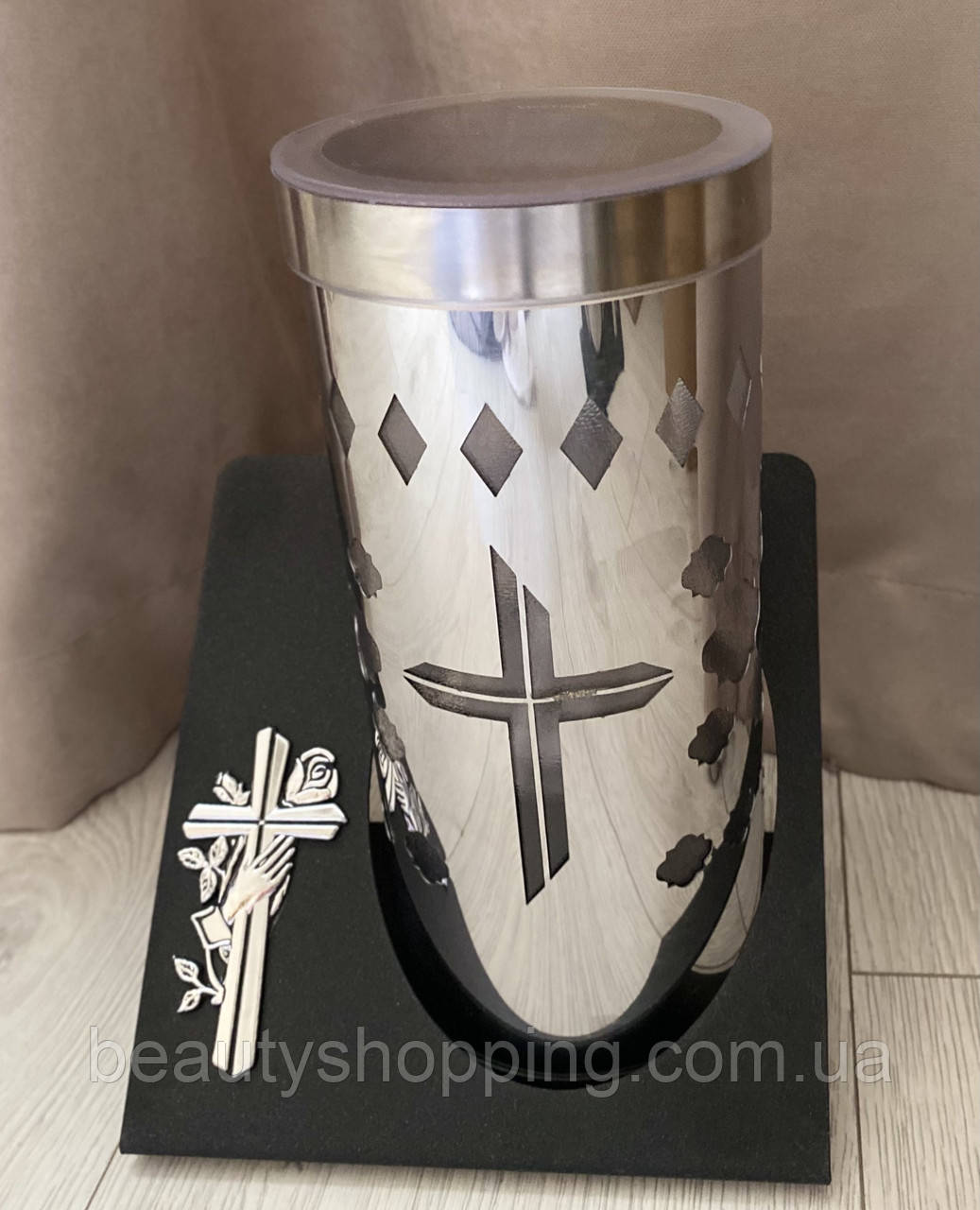 Лампадка на сонячній батареї на підставці срібна Prime Theus