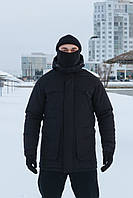 Чоловіча зимова куртка-парка чорна Arctic подовжена на пуху, Утеплена водостійка парка чорного кольору до (-25 °C)