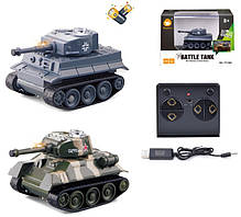 Радіокерований танк 777-585 2V Міні танк Т-34 / Німецький Тигр, пульт акумулятор, світло, звук, ціна за 1 шт.