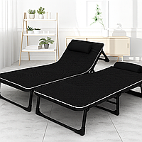 Розкладне ліжко (розкладачка) з Mesh-матрацом і подушкою LEOBRO Black (LB-FB-A2-BLK)