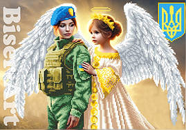 Схема вишивки бісером на габардині Бісер Арт Ангел Хранитель військової 30х40-В739