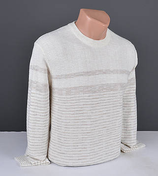 Чоловічий тонкий джемпер великого розміру | Чоловічий светр молочний Туреччина 3130 Б