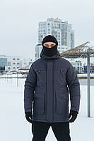 Чоловіча зимова куртка-парка сіра Arctic подовжена на пуху, Утеплена водостійка парка сірого кольору до (-25 °C)