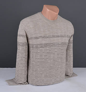 Чоловічий тонкий джемпер великого розміру | Чоловічий светр бежевий Туреччина 3132 Б