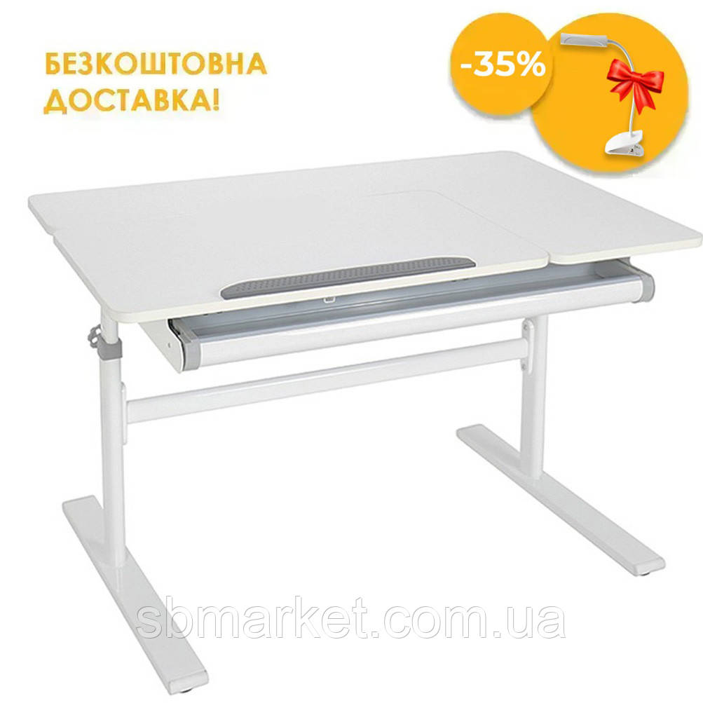 Дитяча парта-трансформер для школяра хлопчика Fundesk Dolore Grey з регулюванням висоти стільниці для школяра