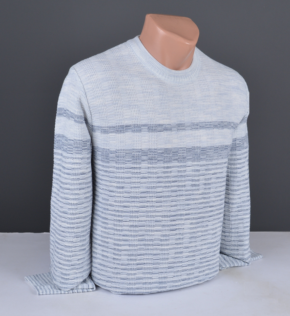 Чоловічий тонкий джемпер великого розміру | Чоловічий светр сіро-блакитний Туреччина 3134 Б, фото 1