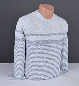 Чоловічий тонкий джемпер великого розміру | Чоловічий светр сіро-блакитний Туреччина 3134 Б