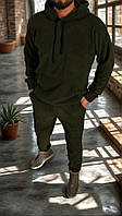 Чоловічий теплий костюм на двосторонньому флісі з худі та штанами. Чорний/хакі. 46-48; 50-52; 54-56.