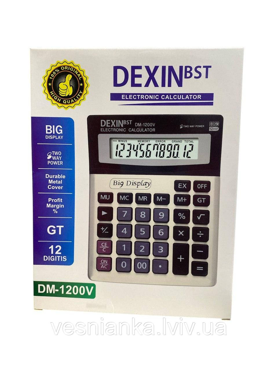 Калькулятор великий 12-ти розрядний Dexin, DM-1200V, фото 1