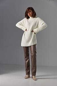 В'язана сукня туніка жіноча тепла коротка молочна