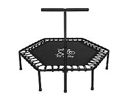 Батут з ручкою FitToSky 127 см для фітнесу чорний