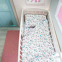 Комплект постільної білизни в ліжечко дитячий Bimbo "Єдинороги" 90 х 110 см Бязь (66756)