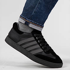 Шкіряні чоловічі кросівки чорні (510/1)