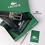 Чоловічий шкіряний двухсторонній ремінь Lacoste (985) чорний/коричневий, фото 5