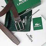 Чоловічий шкіряний двухсторонній ремінь Lacoste (985) чорний/коричневий, фото 4